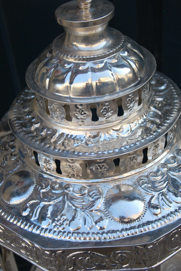 Important Middle Eastern Style Silver Tole Lantern