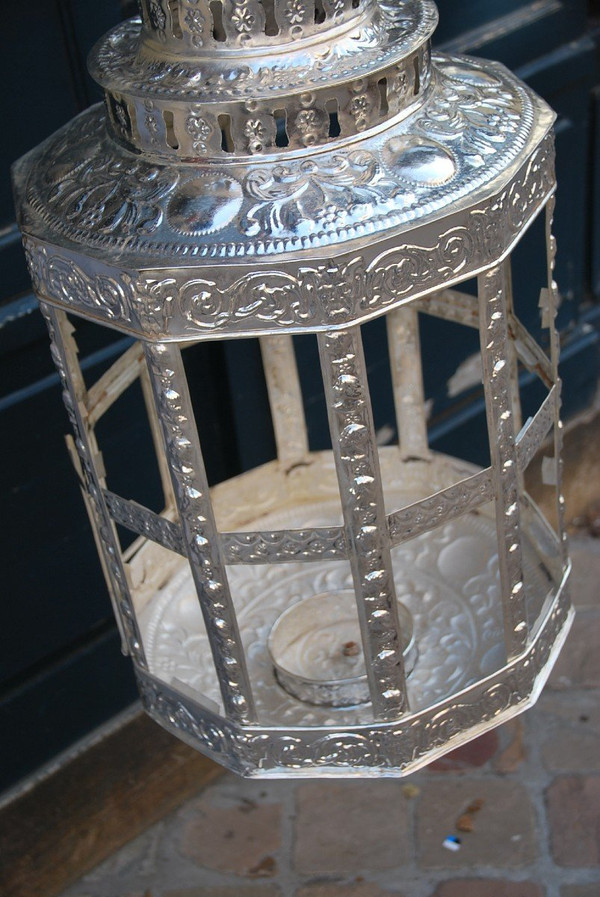 Important Middle Eastern Style Silver Tole Lantern