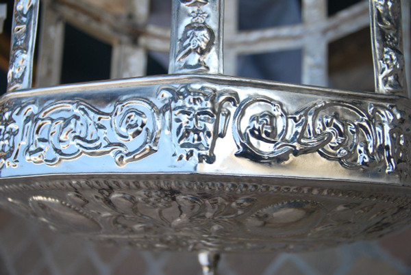 Important Middle Eastern Style Silver Tole Lantern