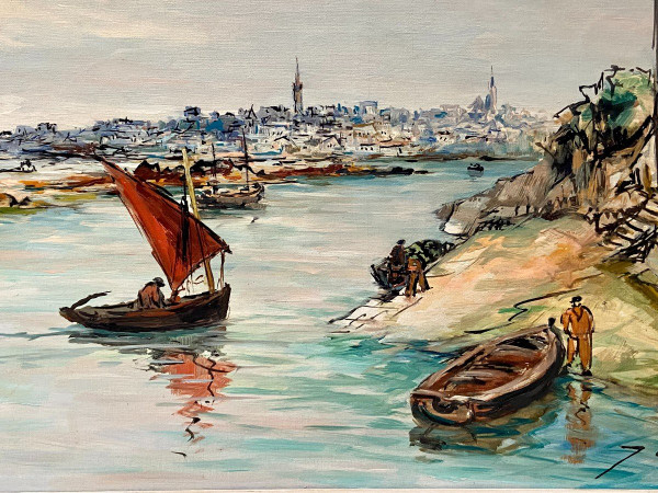 Joseph Crozes (active From The 1930s to 1950s), Painting View Of Douarnenez From Tréboul.