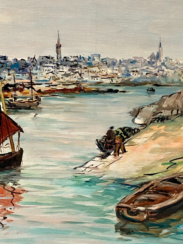 Joseph Crozes (active From The 1930s to 1950s), Painting View Of Douarnenez From Tréboul.