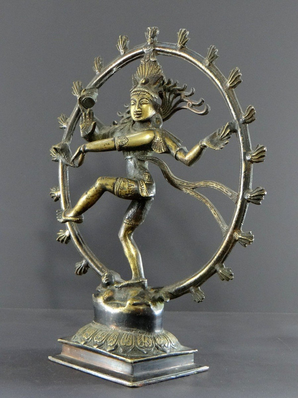 India, First Half Of The 20th Century, Bronze Statue Of Shiva Cosmic Dancer.