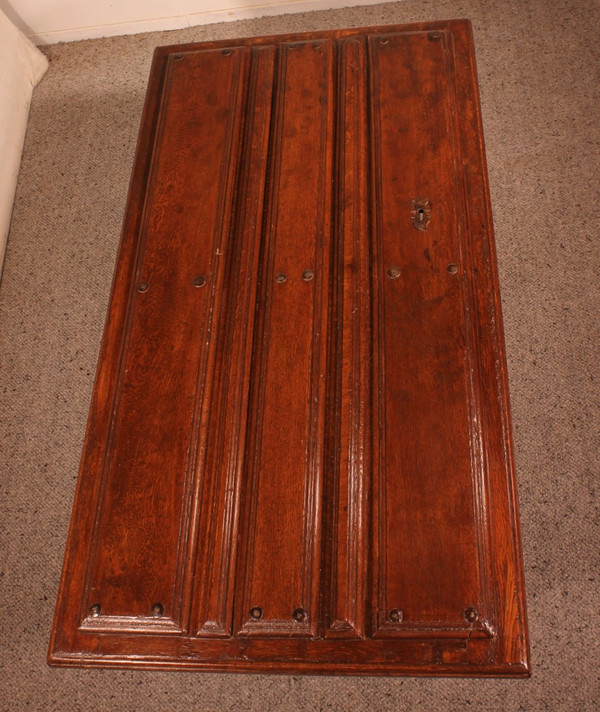 Coffee Table Formed With An Old 17th Century Spanish Door In Chestnut