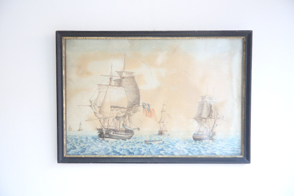 pair of watercolours, seascapes from the early 19th century