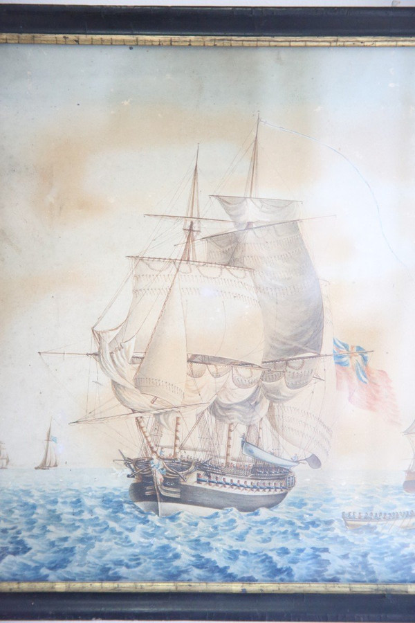 pair of watercolours, seascapes from the early 19th century