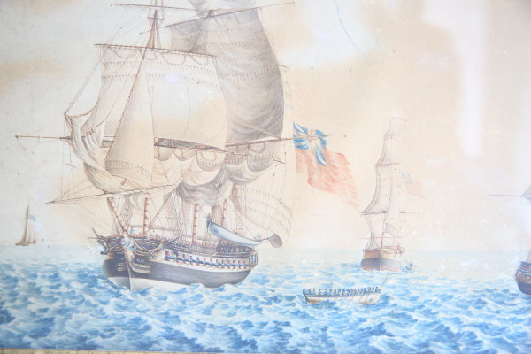 pair of watercolours, seascapes from the early 19th century