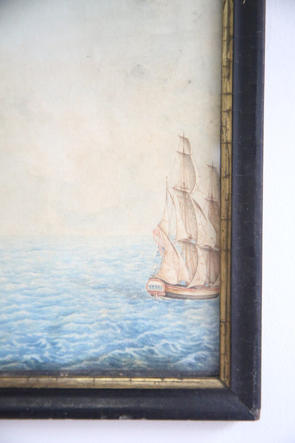 pair of watercolours, seascapes from the early 19th century