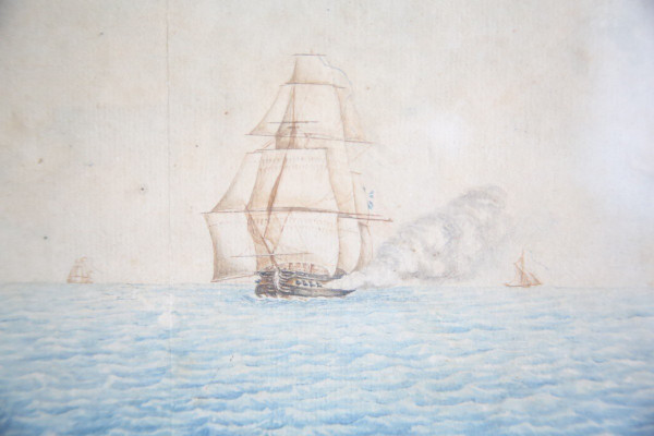 pair of watercolours, seascapes from the early 19th century