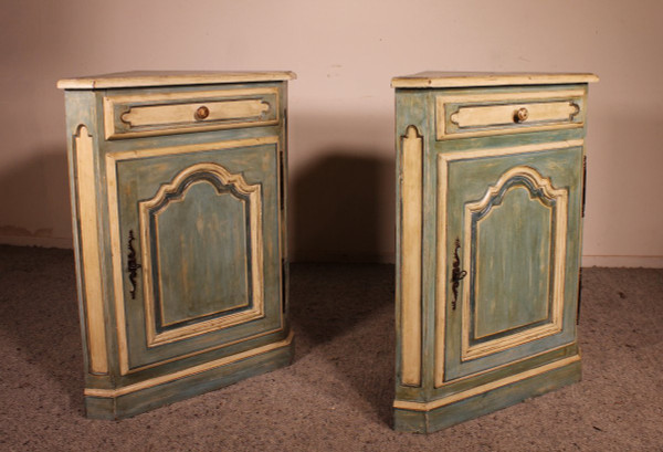 Pair Of Louis XV Polychrome Corners In Oak-19th Century