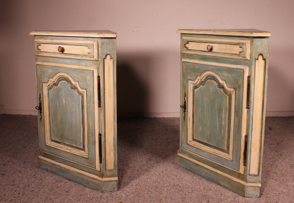 Pair Of Louis XV Polychrome Corners In Oak-19th Century