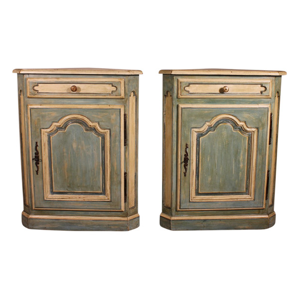 Pair Of Louis XV Polychrome Corners In Oak-19th Century