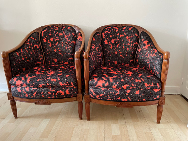 Pair of Art Deco armchairs in the style of Paul Follot