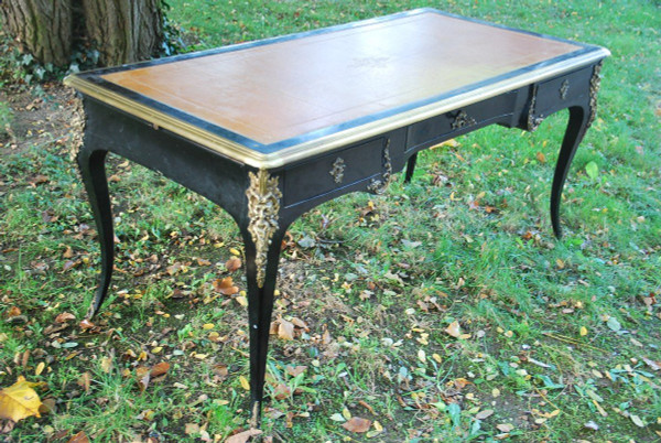 Flat Desk In Blackened Pear Wood, Louis XV