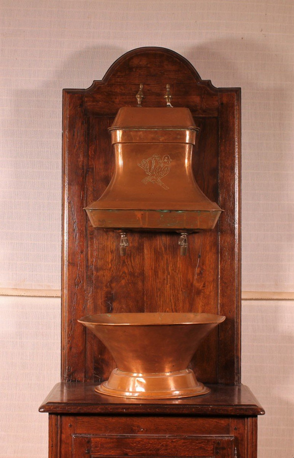 Lavabo Con Vasca In Rame - XIX Secolo-Francia