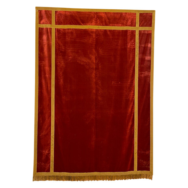 Back Of Altar-italy-19th Century-red Silk Velvet