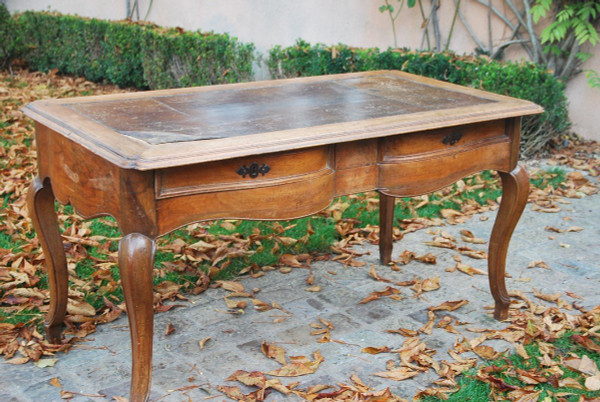 Flat Desk In Walnut Louis XV / 18th Century Period