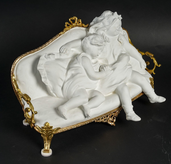 Art Nouveau Biscuit And Gilt Bronze Sculpture