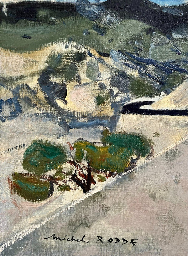 Michel RODDE (1913-2009), countryside landscape painting "The road".