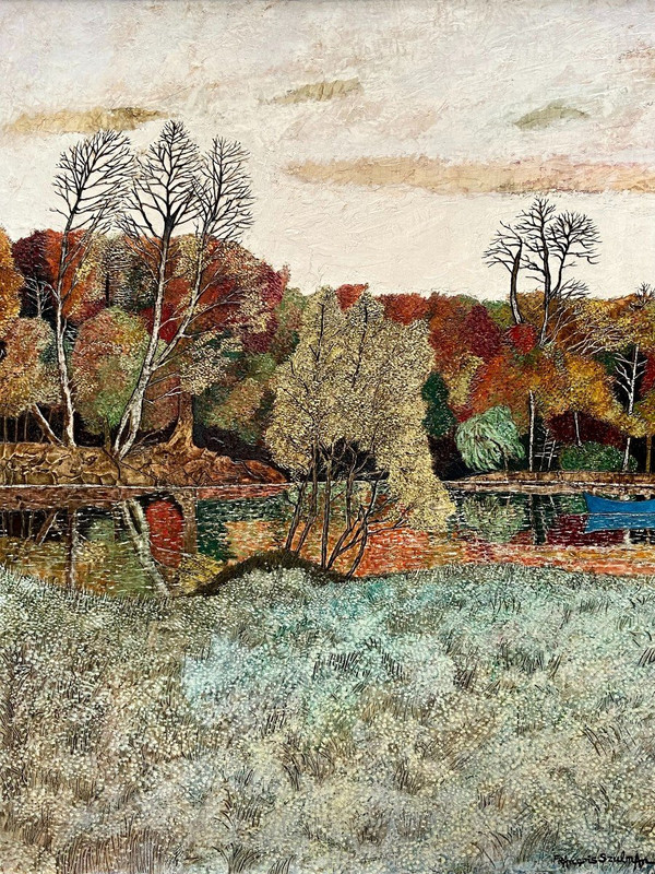 François Szulman, 1970s Painting Countryside Landscape, Autumn In Olivet.