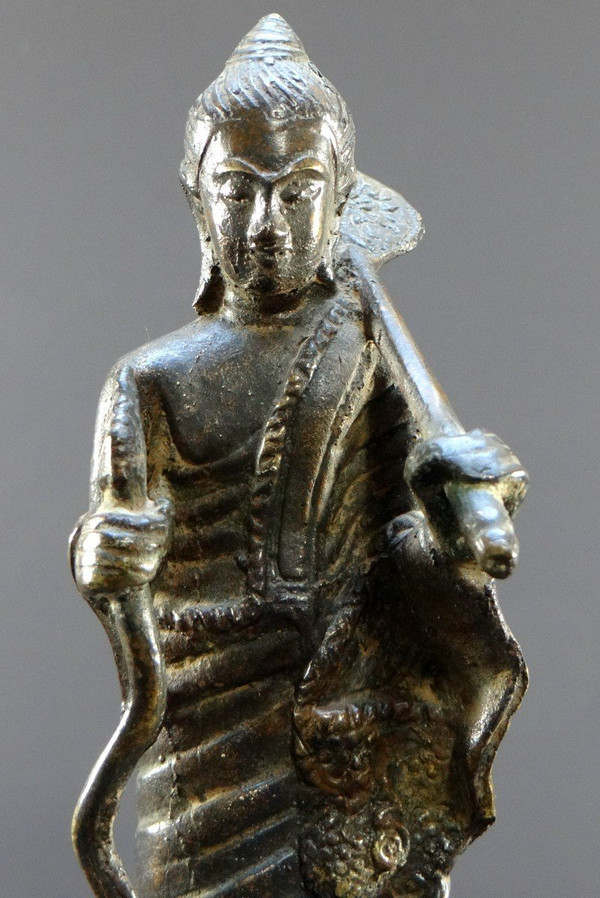 Cambodge, XIXème Siècle, Statue De Bouddha En Bronze.