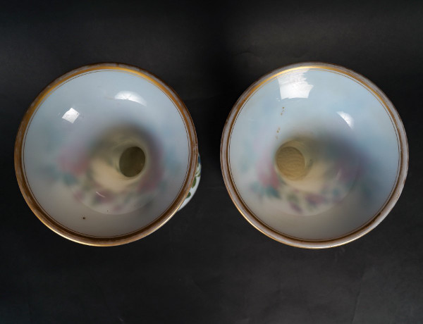 A Pair Of White Opaline Vases Late 19th Century