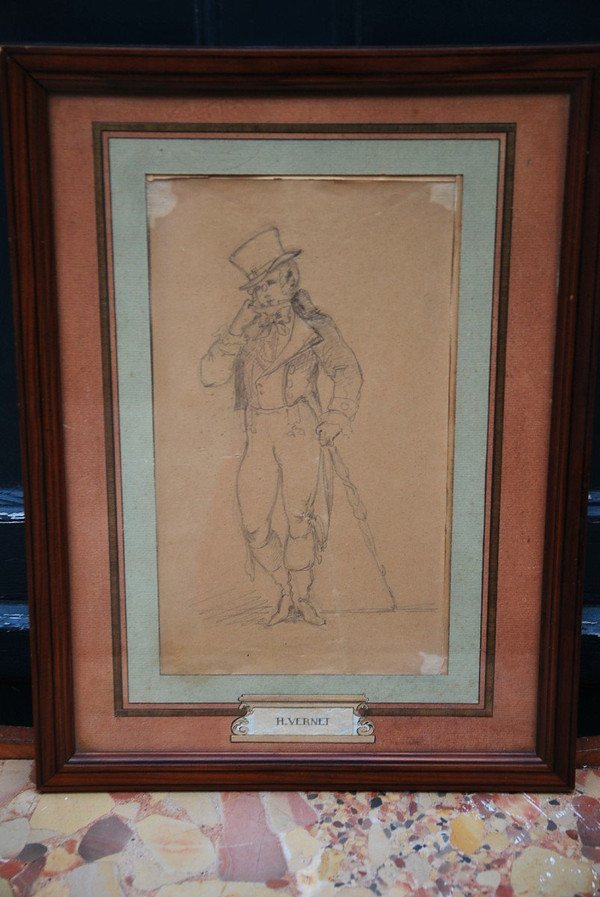 Dessin Dandy Par Horace Vernet  XIXe