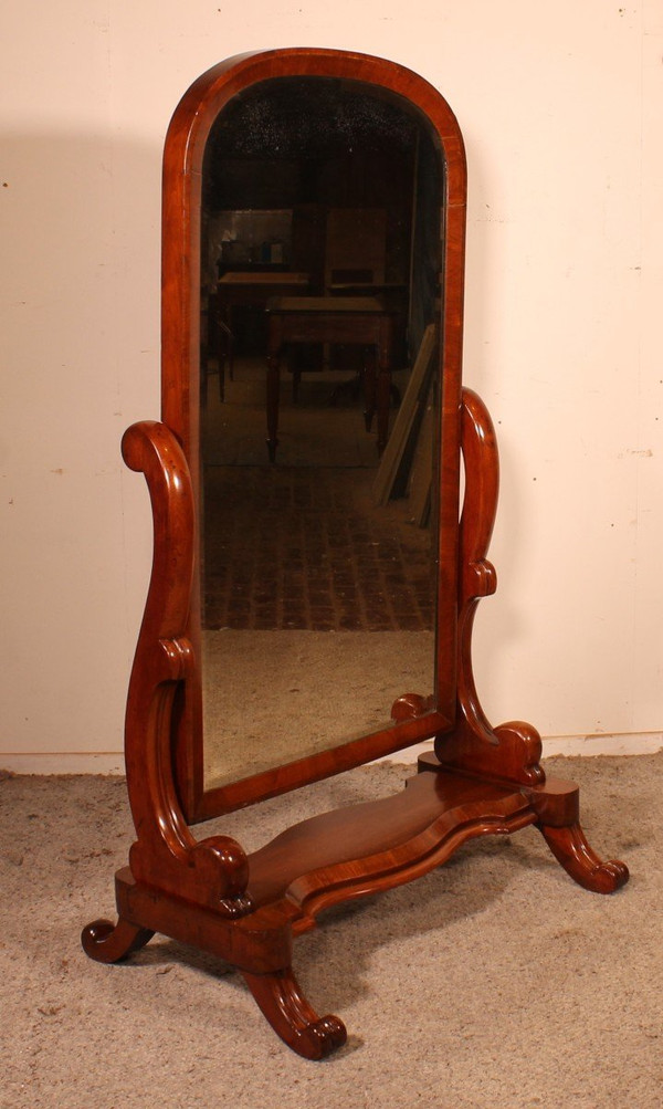 Mahogany Psyche Mirror-19th Century