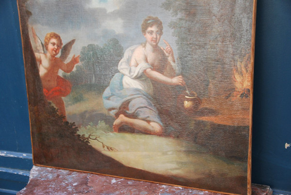 18th century oil Young Woman with Love