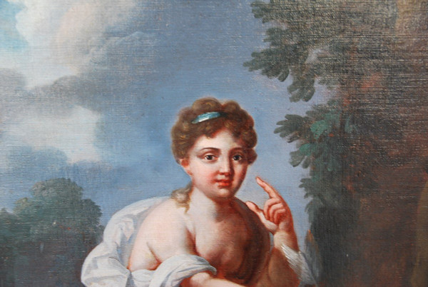 18th century oil Young Woman with Love