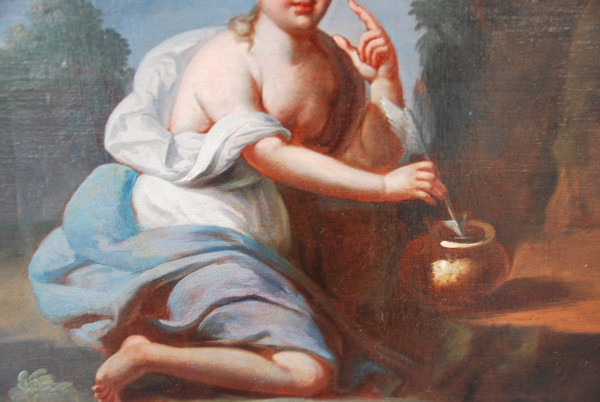 18th century oil Young Woman with Love