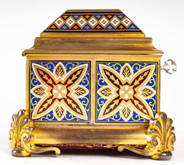 Cloisonne And Gilt Bronze Jewelry Box With Micromosaic Late Nineteenth Century