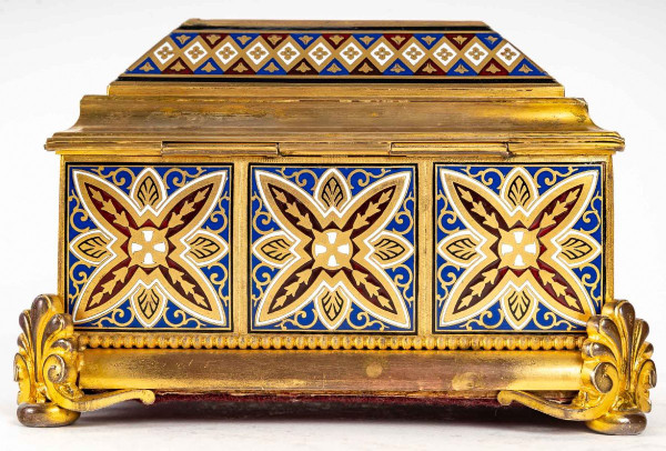 Cloisonne And Gilt Bronze Jewelry Box With Micromosaic Late Nineteenth Century