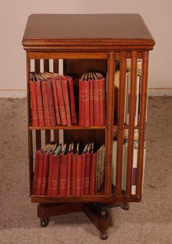 Revolving Library In Walnut-19 ° Century