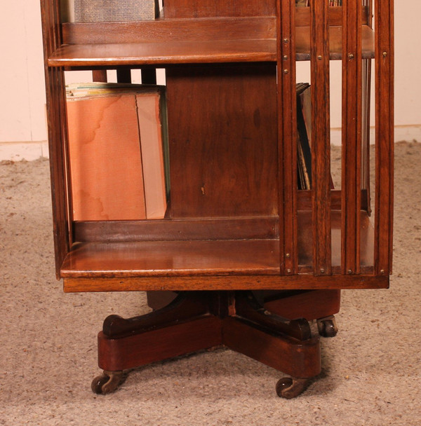 Revolving Library In Walnut-19 ° Century