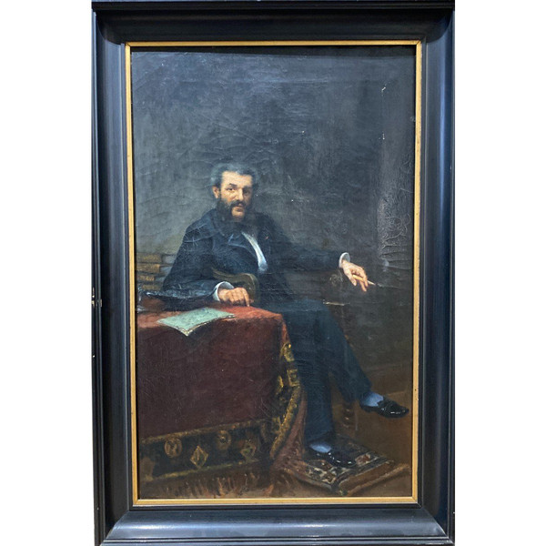 Scuola francese - Ritratto di Dandy con sigaretta, 1885 - Tracce di firma