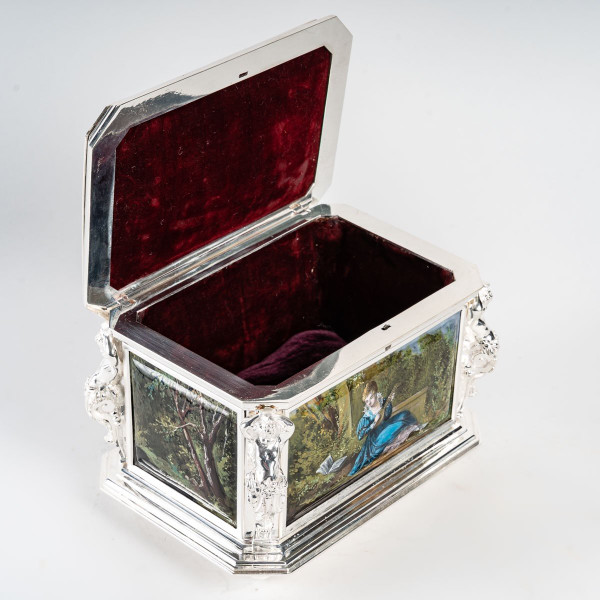 Jewelry Box In Enamel And Silver Bronze Late Nineteenth Century