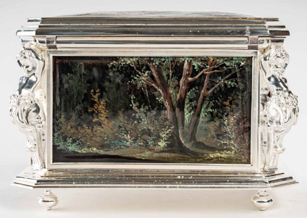 Jewelry Box In Enamel And Silver Bronze Late Nineteenth Century