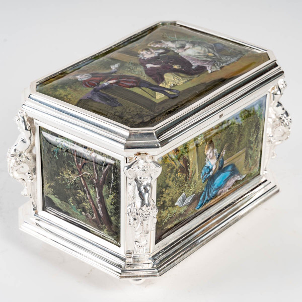 Jewelry Box In Enamel And Silver Bronze Late Nineteenth Century