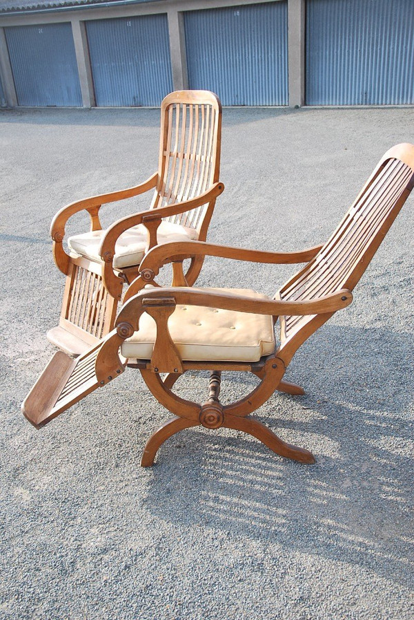 Pair Of Large Walnut Rocking Armchairs