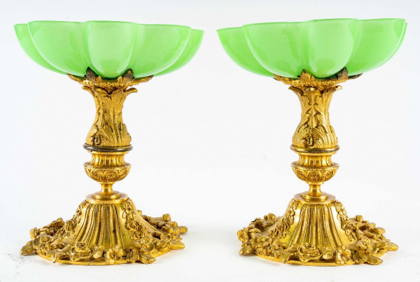 A Pair Of Charles X Green Opaline Cups