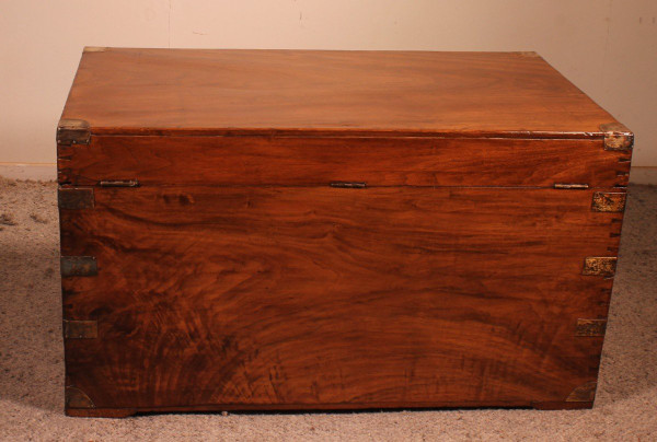 Large Marine Chest In Camphor Wood From The 19th Century