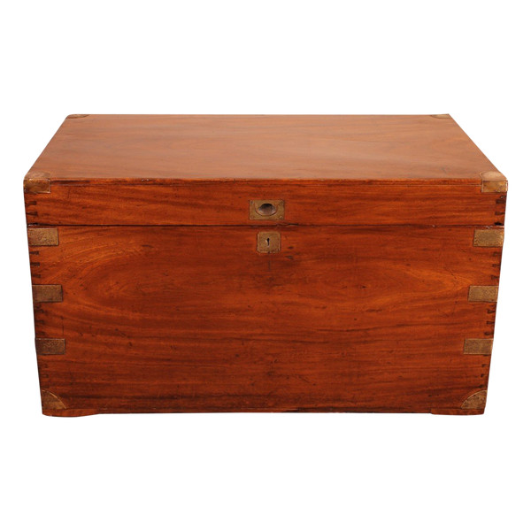 Large Marine Chest In Camphor Wood From The 19th Century