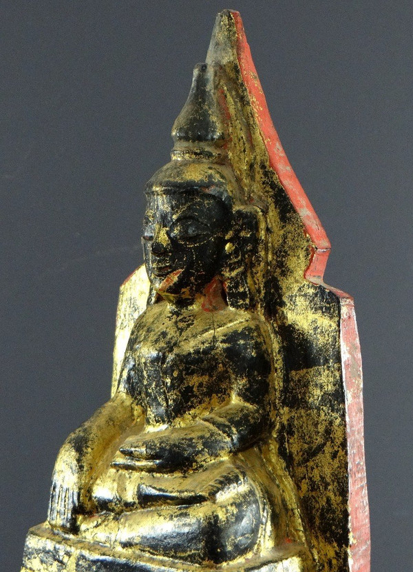 Thailandia, Cultura Tai Lu, Inizio XX Secolo, Scultura Buddha in legno laccato.