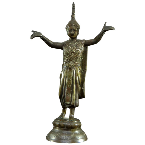 Thaïlande, Début Du XXème Siècle, Statue De Danseuse Traditionnelle En Bronze.