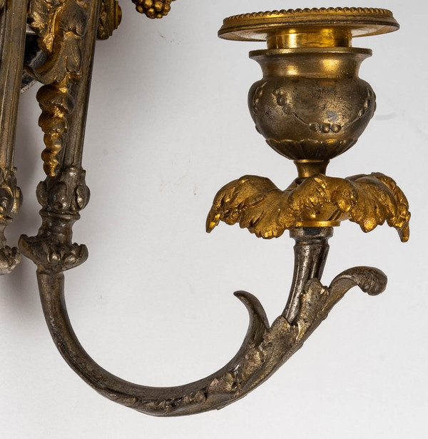 Pair of Gilded Bronze Applique Mirrors Late 19th Century