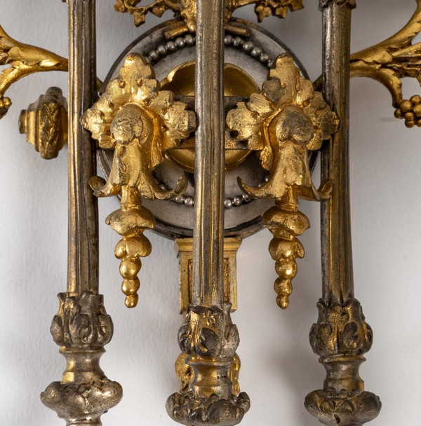 Pair of Gilded Bronze Applique Mirrors Late 19th Century