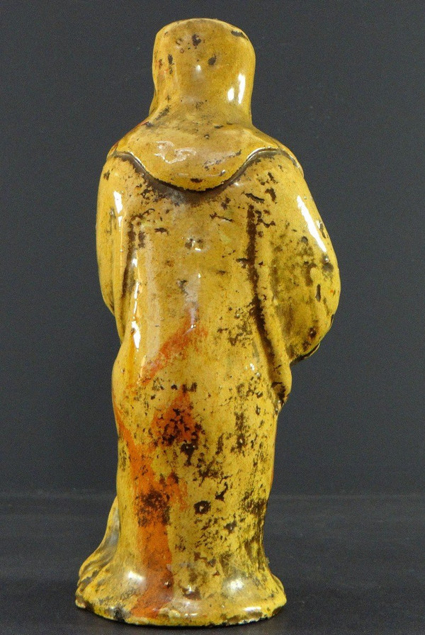 China, Early 20th Century, Glazed Earthenware Arhat Statue.