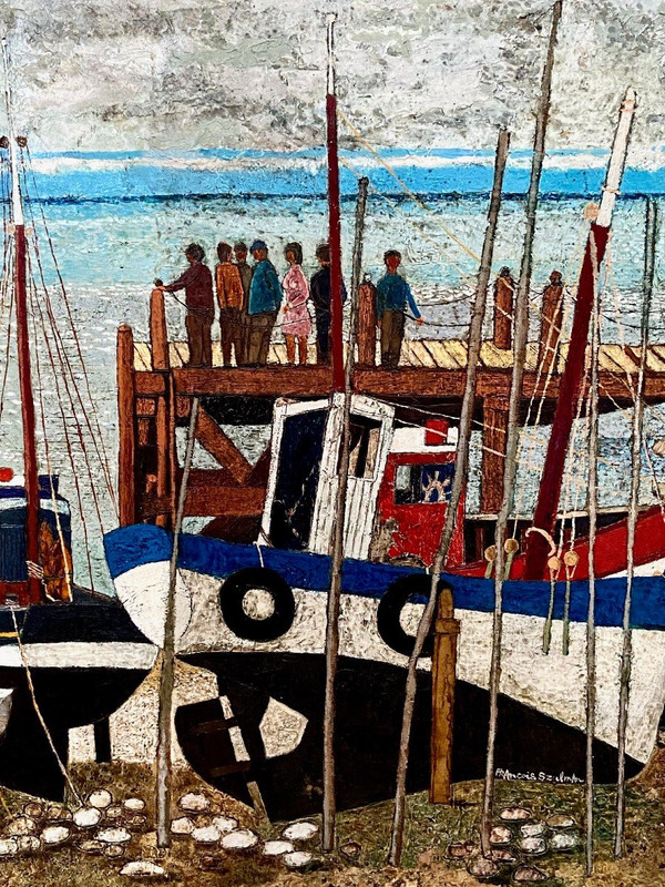 François Szulman (b. 1931), painting Vue d'Un Port De Pêche dated 1977.