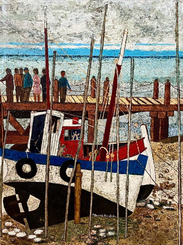 François Szulman (b. 1931), painting Vue d'Un Port De Pêche dated 1977.