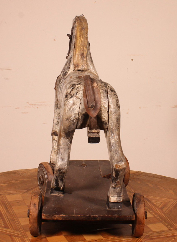 19th Century Polychrome Wooden Horse